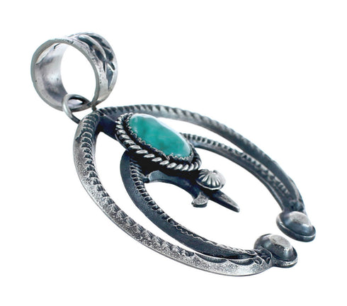 Genuine Sterling Silver Navajo Turquoise Naja Pendant AX125524